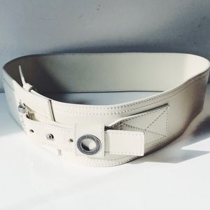 Christian Dior Oversized Creamy White Leather Belt